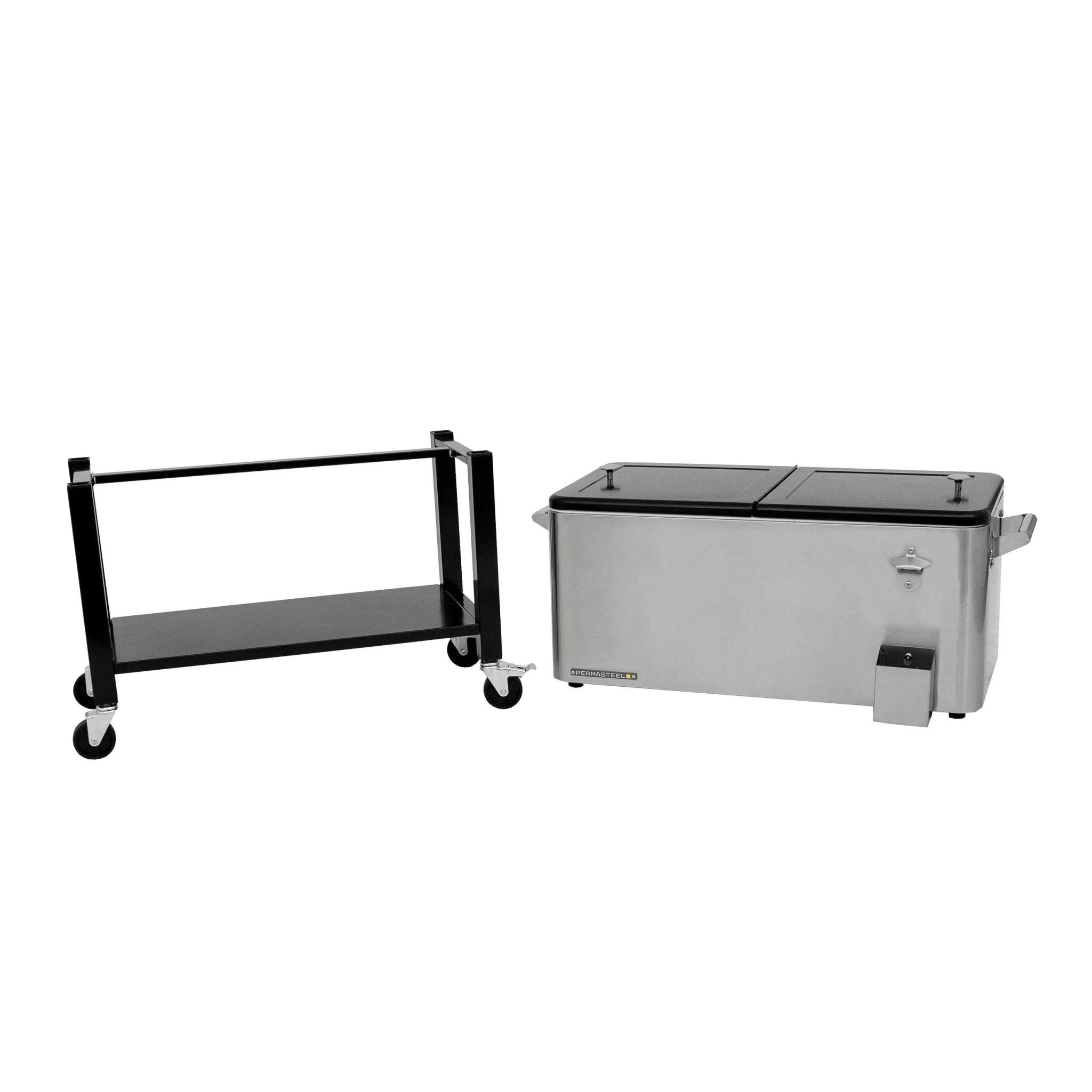Permasteel 80-Qt Outdoor Steel Patio Cooler with Removable Basin, Rolling Cooler with Wheels, Teal Green - Image 30