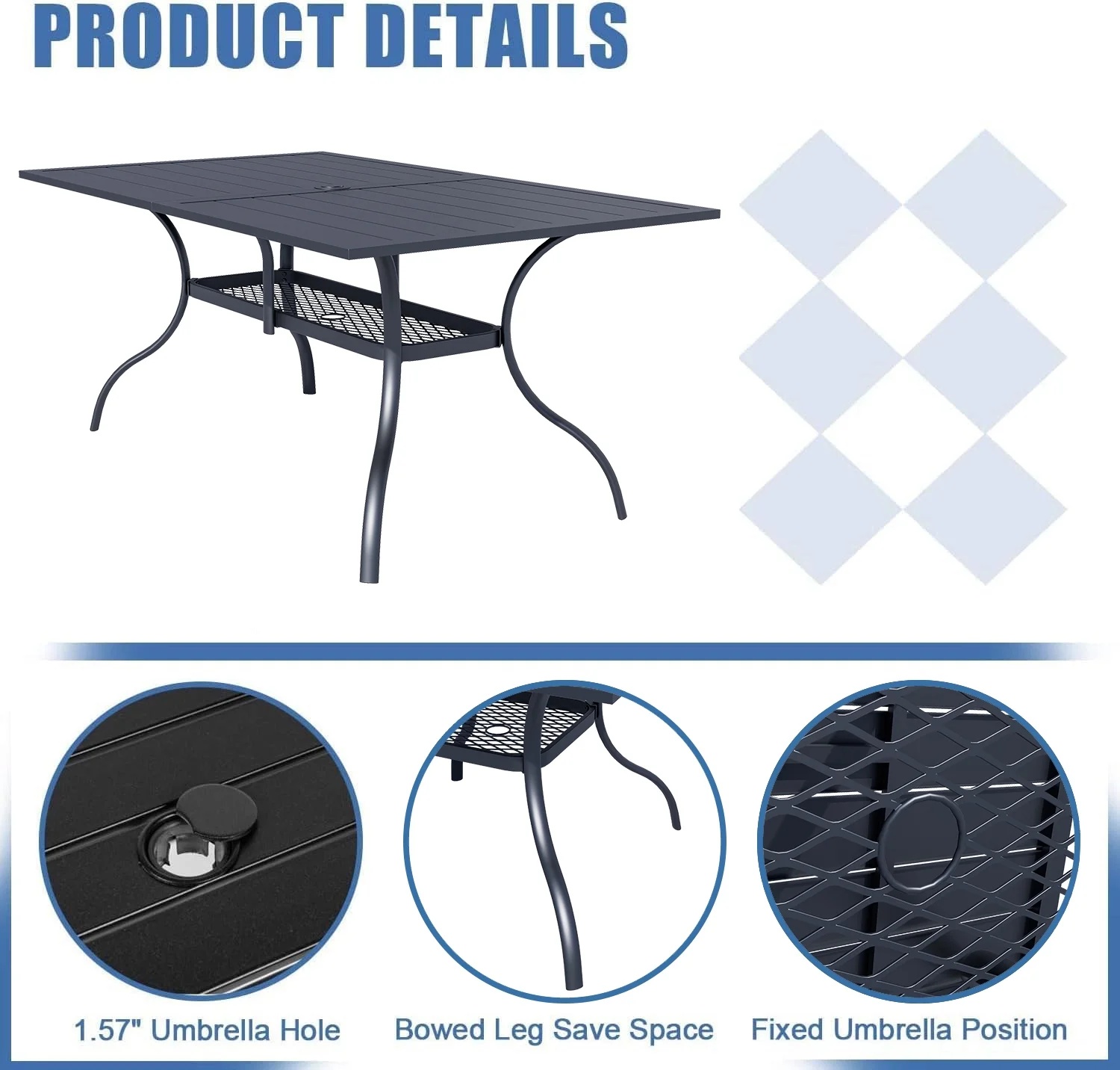 SUNCROWN 7-Piece Outdoor Wrought Iron Chairs and Table Patio Dining Furniture Set - 6 Stackable Metal Chairs, 1 Steel Slat Bistro Table and 1 Brown 9Ft Patio Umbrella for Garden Backyard Deck - Image 69