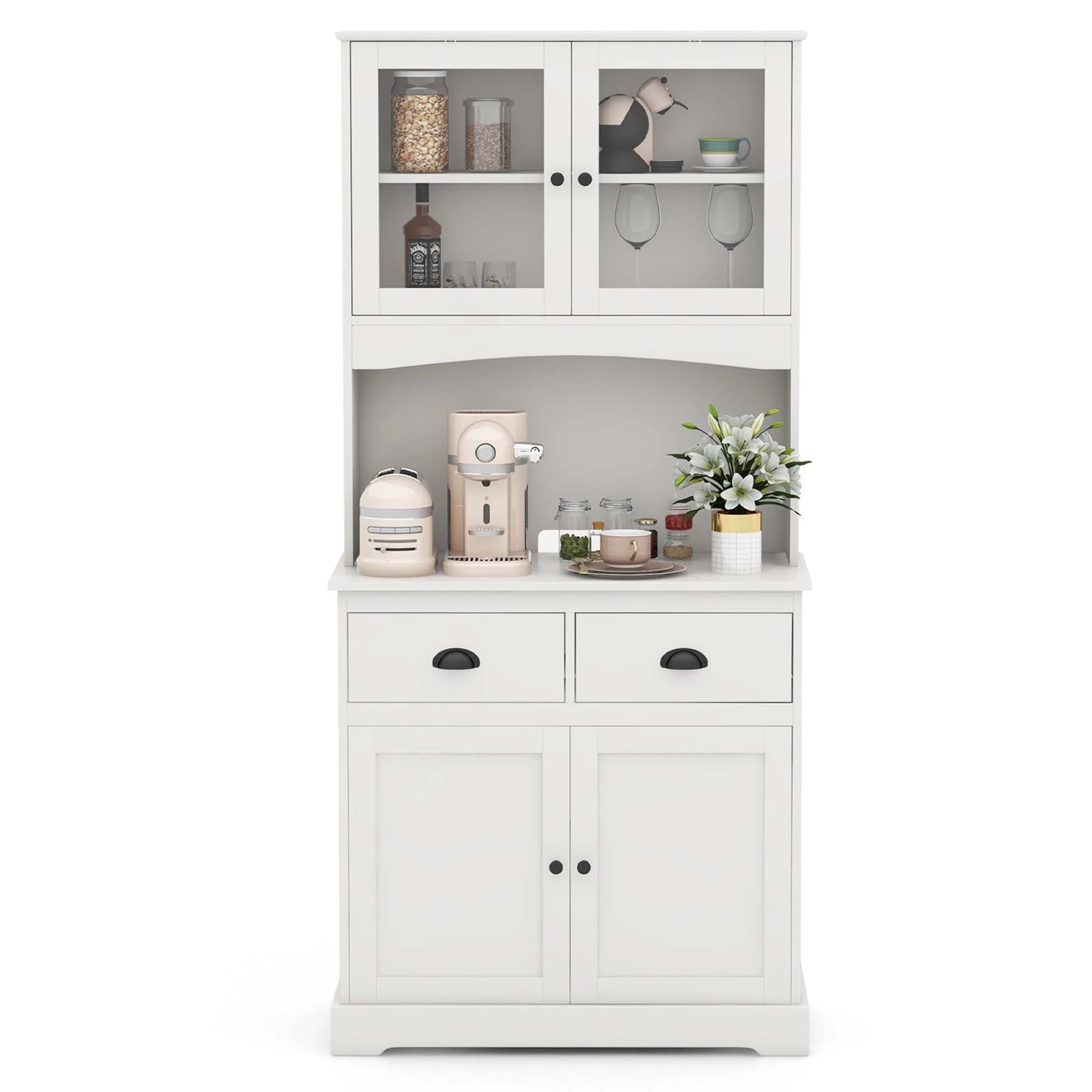 Costway 67'' Storage Cabinet Closet Kitchen Pantry Cupboard with Adjustable Shelves White - Image 9