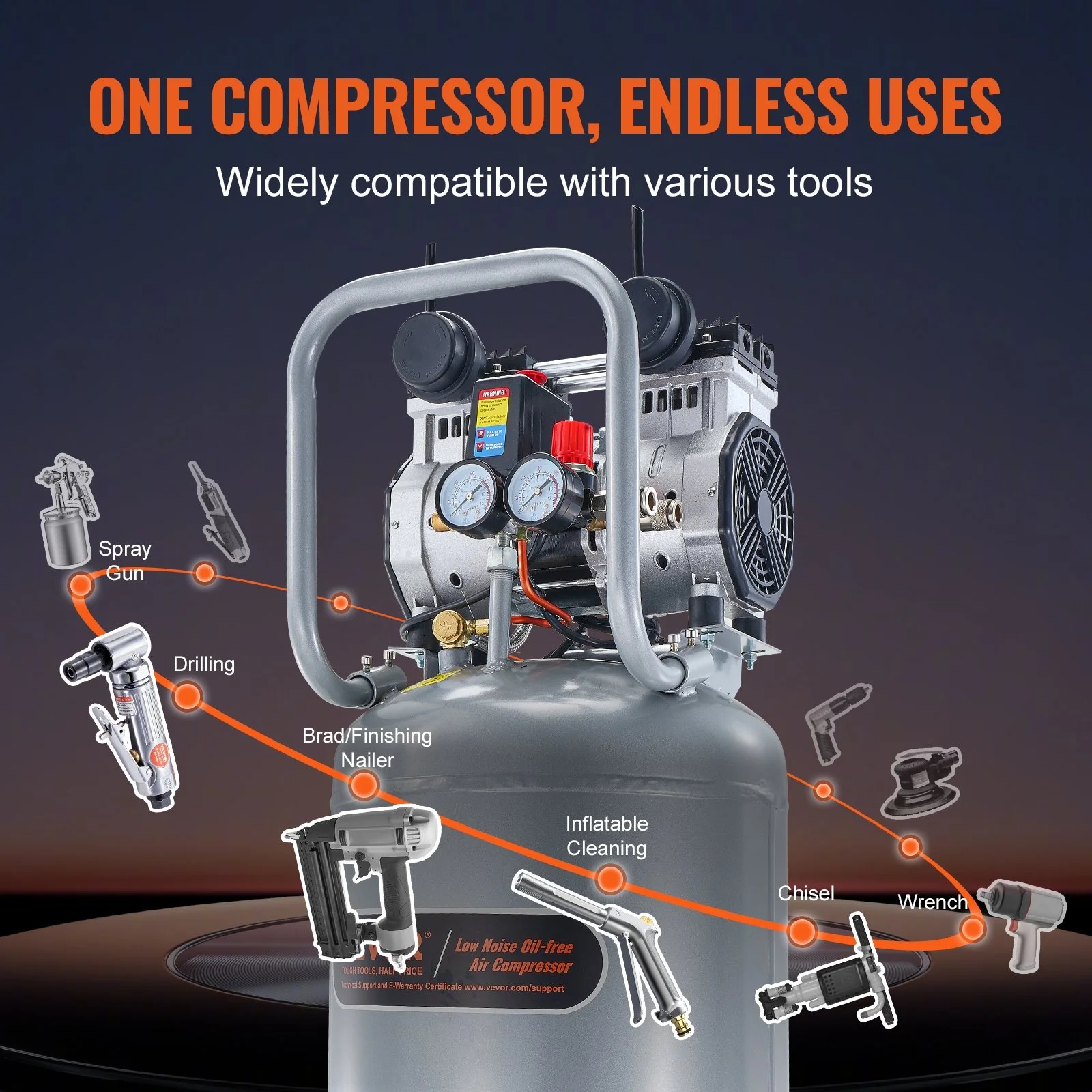 13-Gal 2HP Air Compressor - 4.6 SCFM Oil-Free | Ultra-Quiet for Tires - Image 7