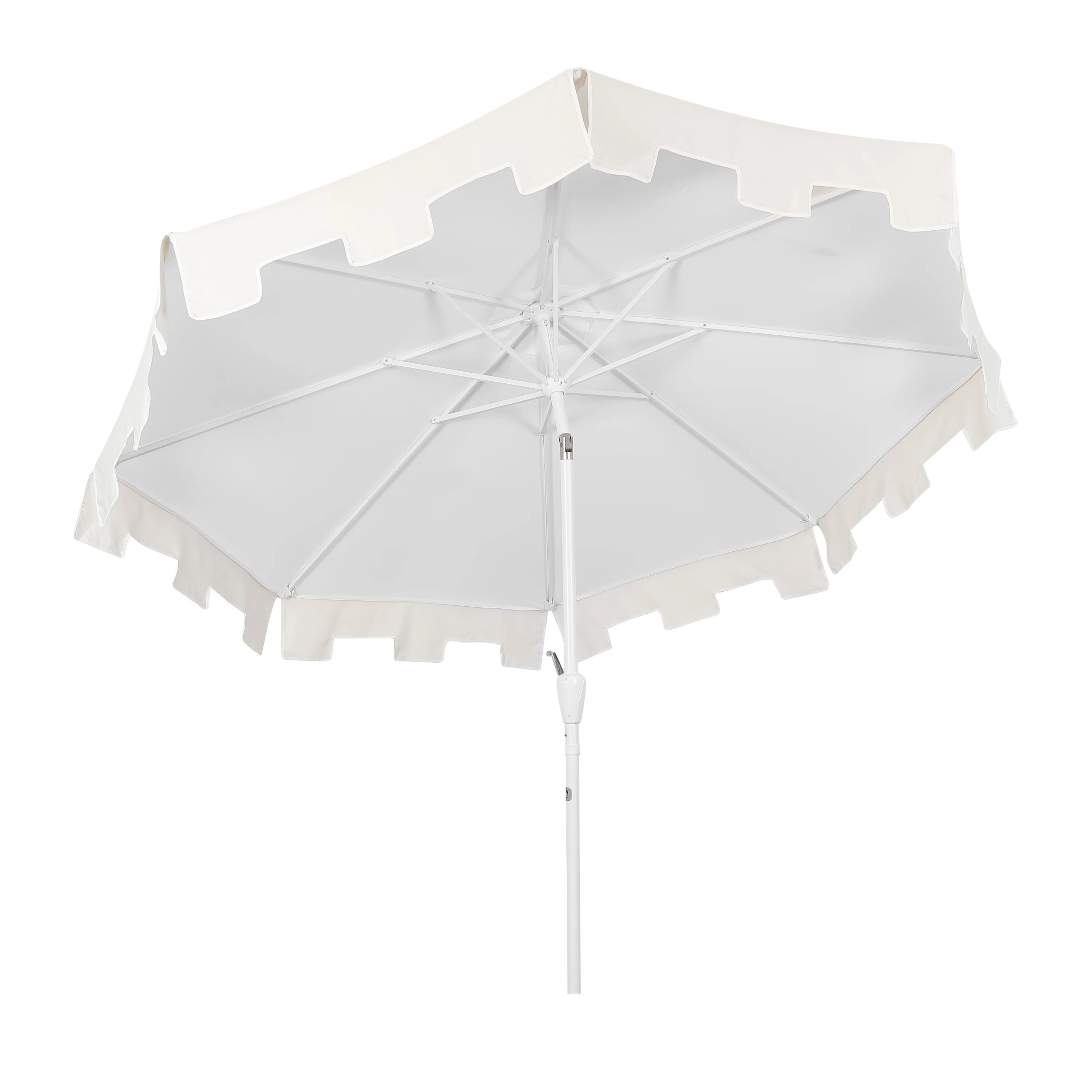 JONATHAN Y Baiona 9 ft. Market Patio Umbrella, Classic Mid-Century with UV Protection, Auto-Tilt, Crank and Wind Vent, White/Coral Pink - Image 26