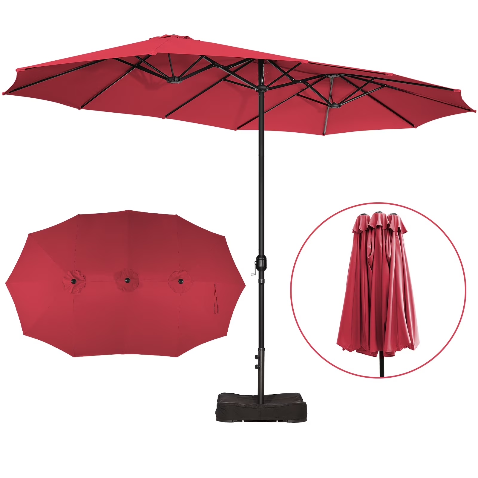Sun-Ray 9'x15' Steel Triple Canopy Umbrella, Taupe - Outdoor Patio Umbrella with Base, UV Protection & Wind-Resistant, Large Rectangular Shade for Garden, Poolside, Deck, and Backyard - Image 5