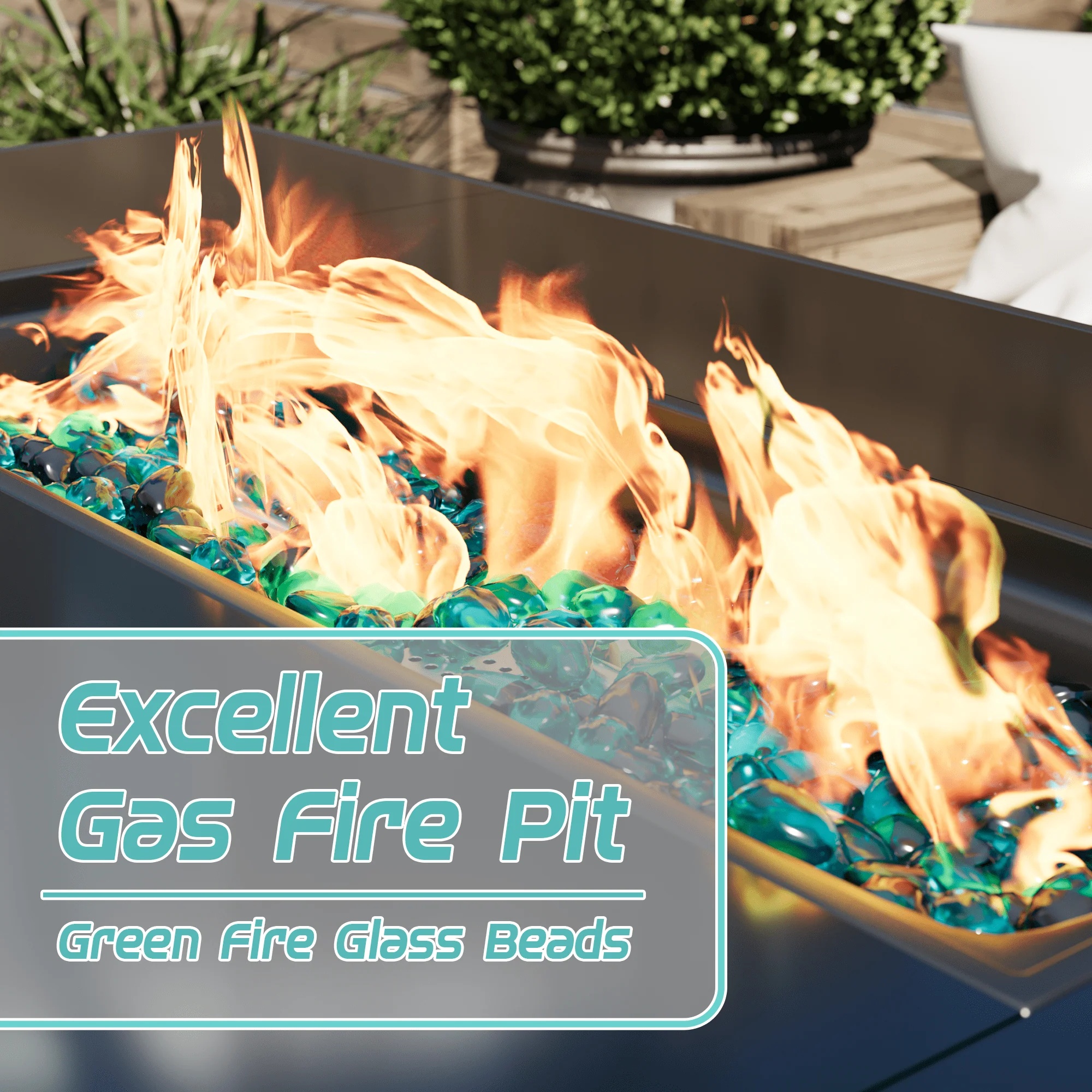 Homall Patio 43 inch Propane Gas Fire Table 50000 BTU Outdoor Wicker Fire Tables with Glass Beads - Image 5