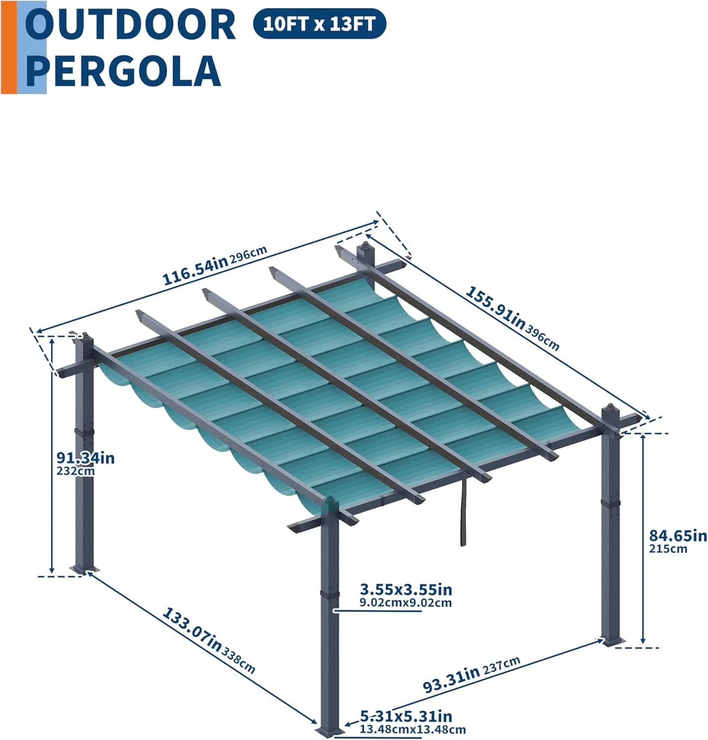 Outdoor Pergola with Adjustable Roof,Modern Metal Patio Aluminum Pergola,Reinforced Frame Outdoor Shelter with Sun Shade Canopy,Shade Cover for Garden,Backyard and Deck - Image 27