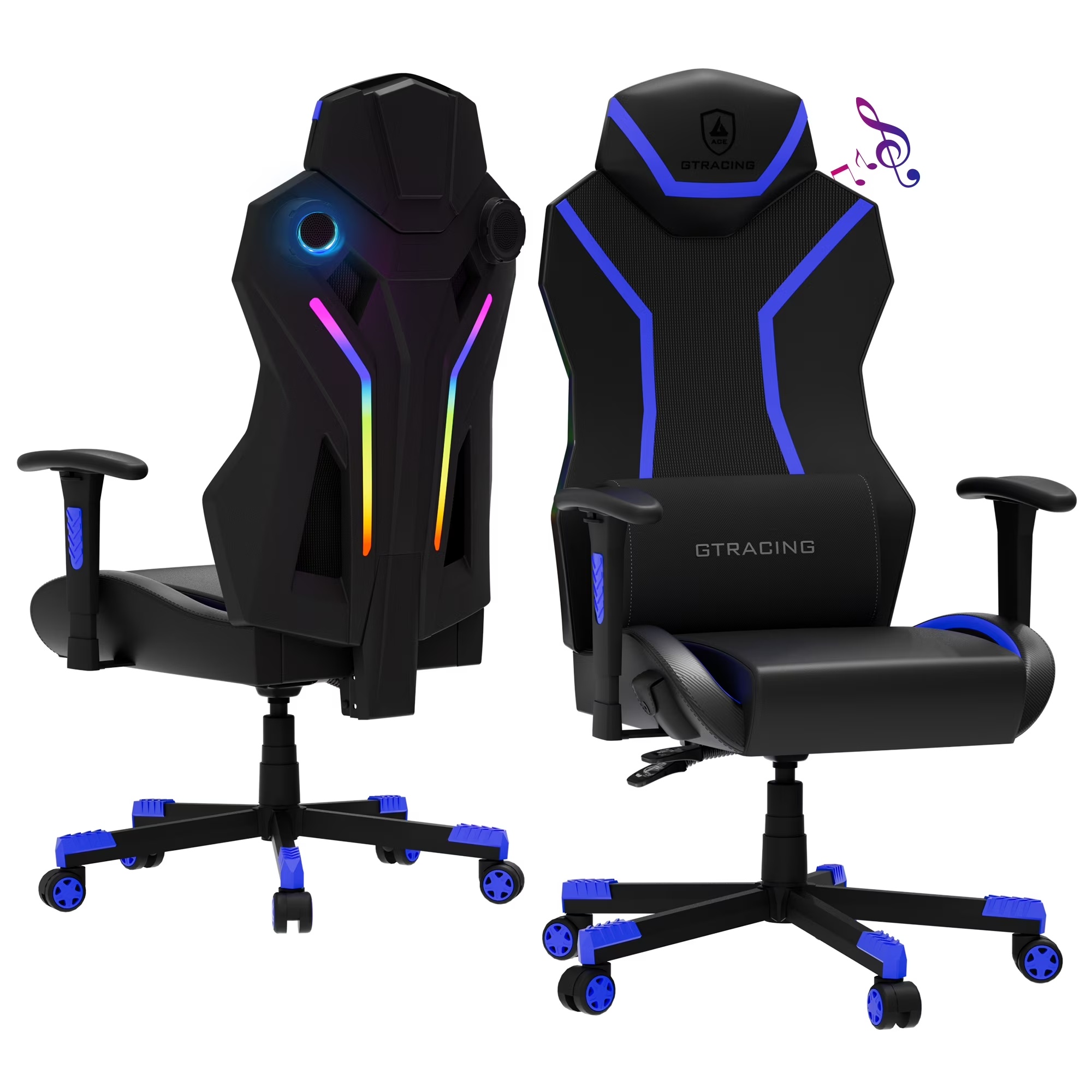 GTRACING LUFT-600 Gaming Chair with Bluetooth Speakers and LED Lighting, White - Image 5