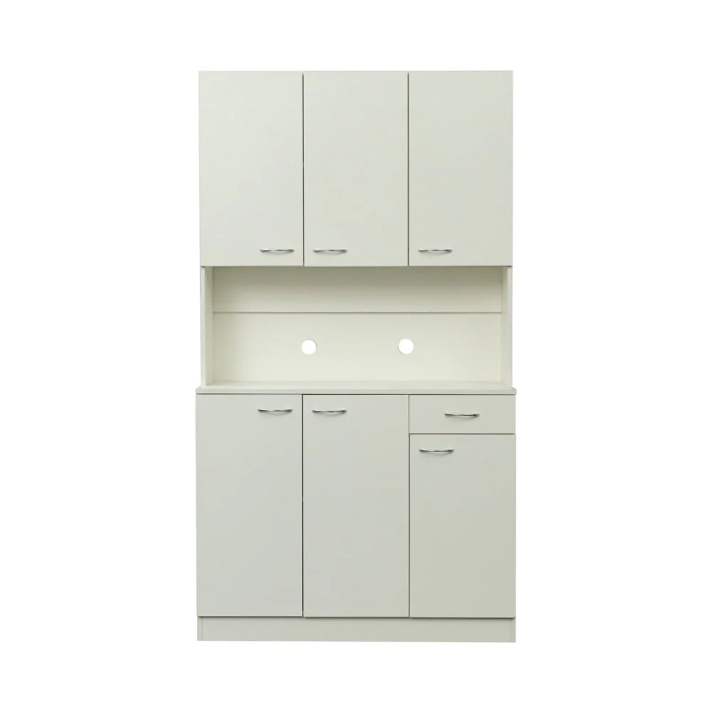 70.87" Tall Wardrobe & Kitchen Cabinet, Freestanding Storage Cabinet with 6 Doors, 1 Open Shelves and 1 Drawer, Kitchen Pantry Cabinet Buffet Sideboard Cabinet with 2 Cable Holes for Bedroom, White - Image 3