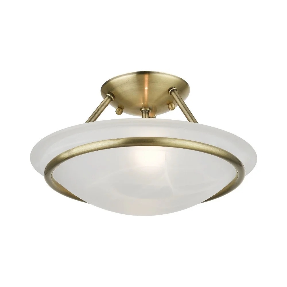 Livex Lighting Newburgh Black/White Stainless Steel/Alabaster Glass Ceiling Mount - Image 15