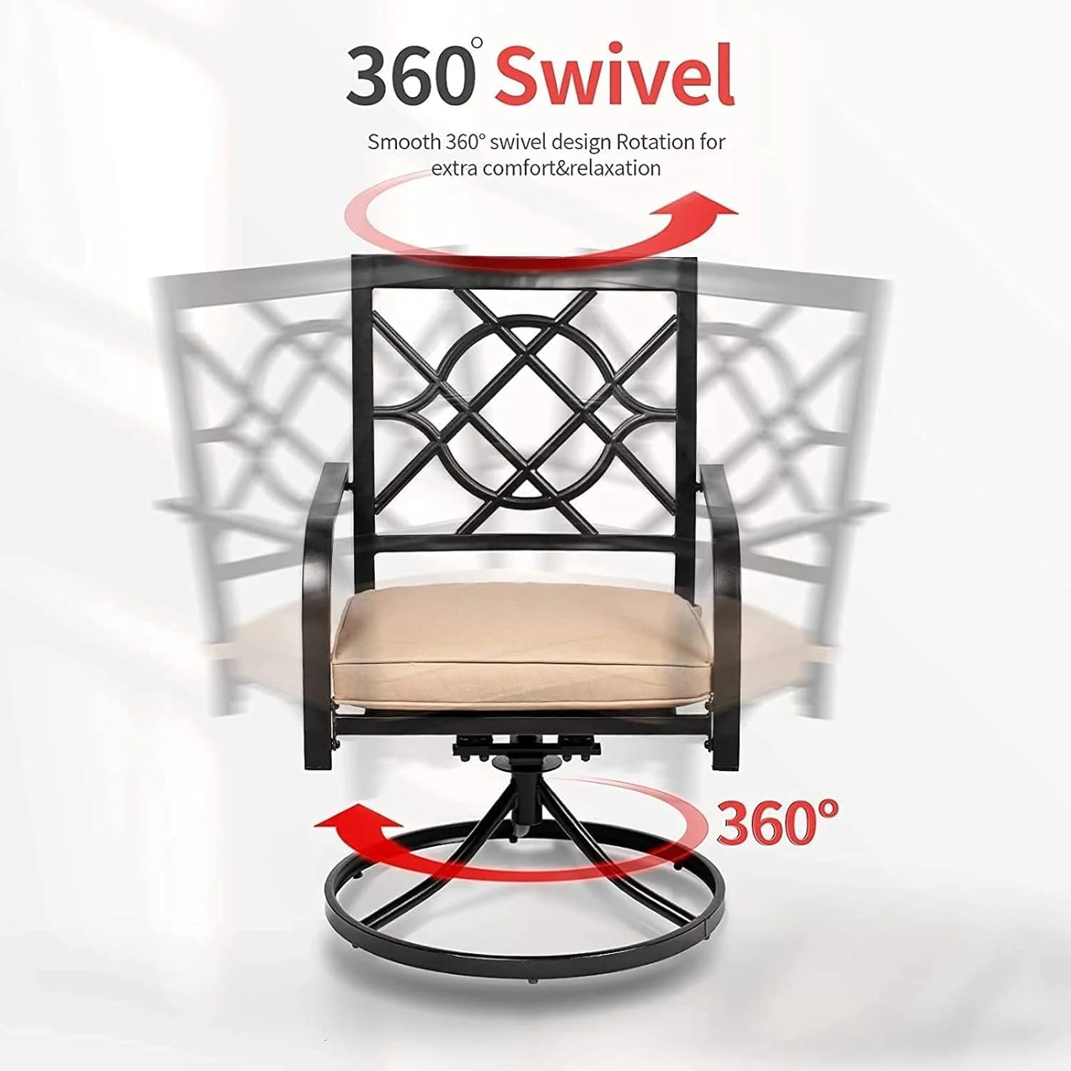 SUNCROWN 7-Piece Outdoor Wrought Iron Chairs and Table Patio Dining Furniture Set - 6 Stackable Metal Chairs, 1 Steel Slat Bistro Table and 1 Brown 9Ft Patio Umbrella for Garden Backyard Deck - Image 66