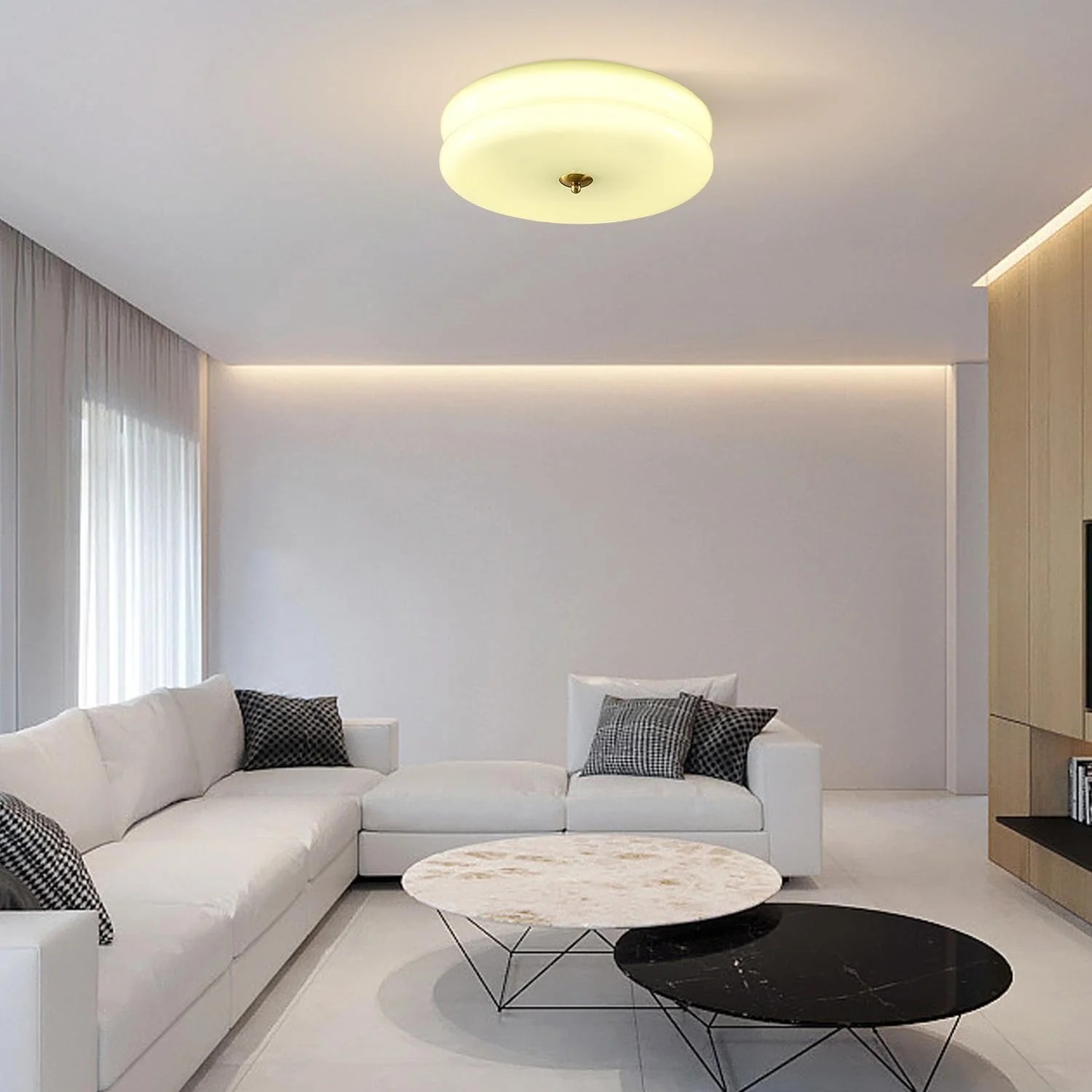 KCO Lighting Mid Century Modern LED Ceiling Lights Mint Green Glass Ceiling Lamp Large Hallway Ceiling Light - Image 14