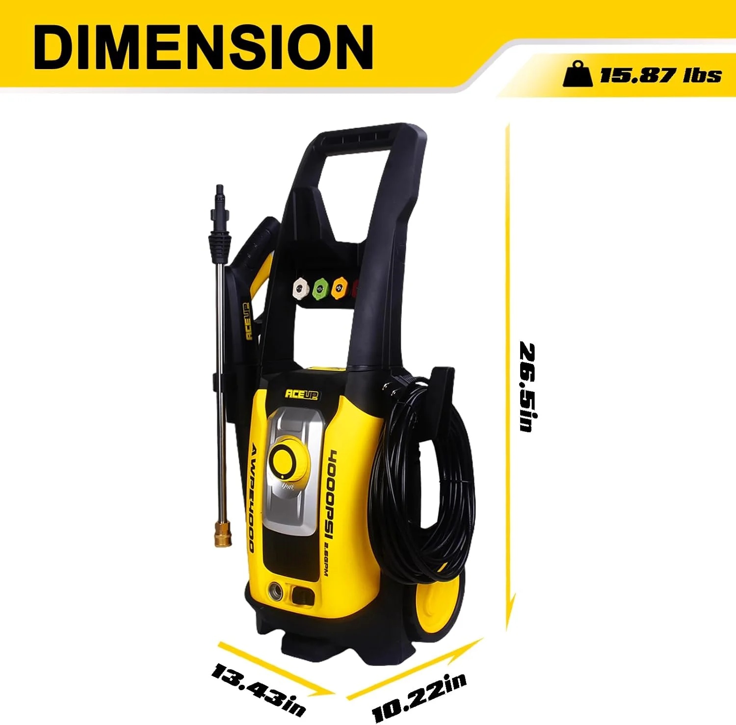 Aceup Energy 4000 PSI 2.6GPM Portable Electric Pressure Washer for Cars Fences Patios Driveways, Lightweight - Image 9