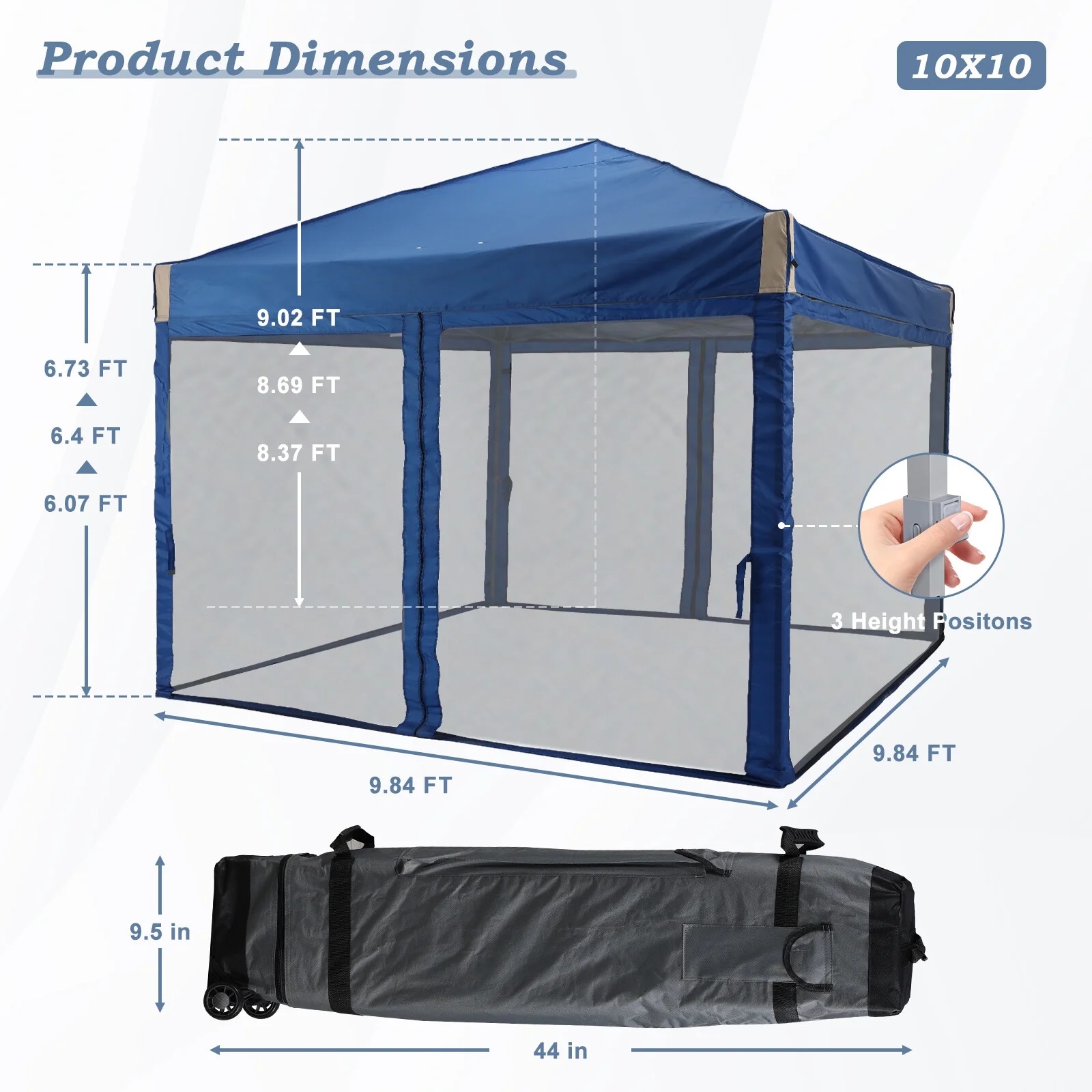 YUONAO 10x10 ft Pop Up Canopy Tent with Mesh Sidewalls, Portable Outdoor Shade Tent, Waterproof UV-Resistant Folding Gazebo for Backyard, Patio, Camping, Party(Beige) - Image 30