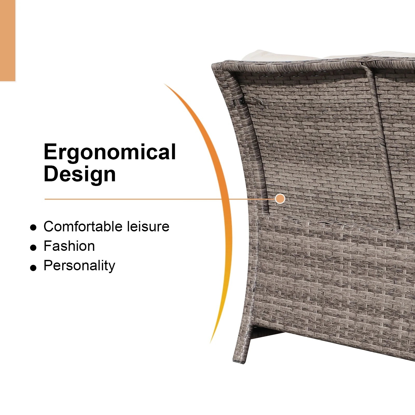 Outdoor Wicker Love Seat and Coffee Table Set, Weather Resistant Grey Rattan, Patio Furniture with Gray Cushions & Storage Bin - Image 16