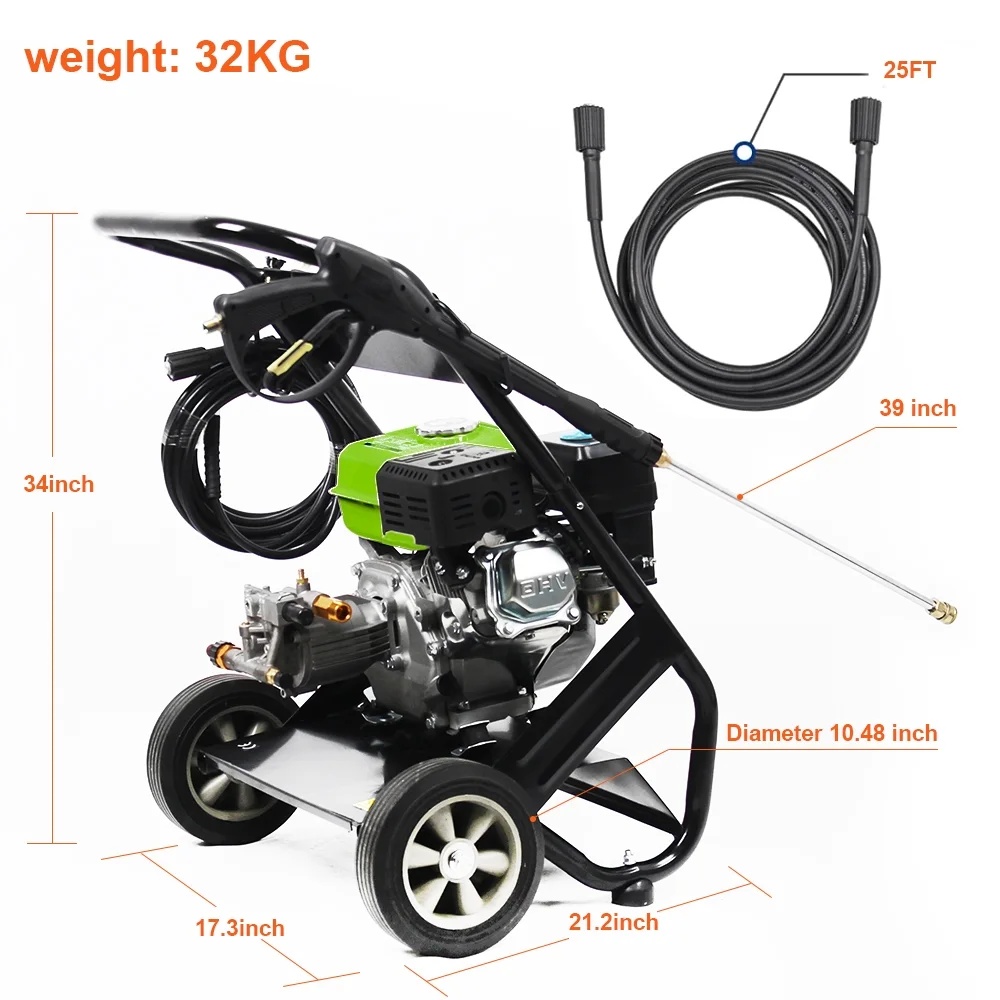 Yardmaster Gas Pressure Washer, 2600PSI 1.7GPM Power Washer for Patio& Garden, 4800W Pressure Washer with 25' High-Pressure Hose, 5 Nozzle, Soap Tank & Spray Gun, Black&Green - Image 5
