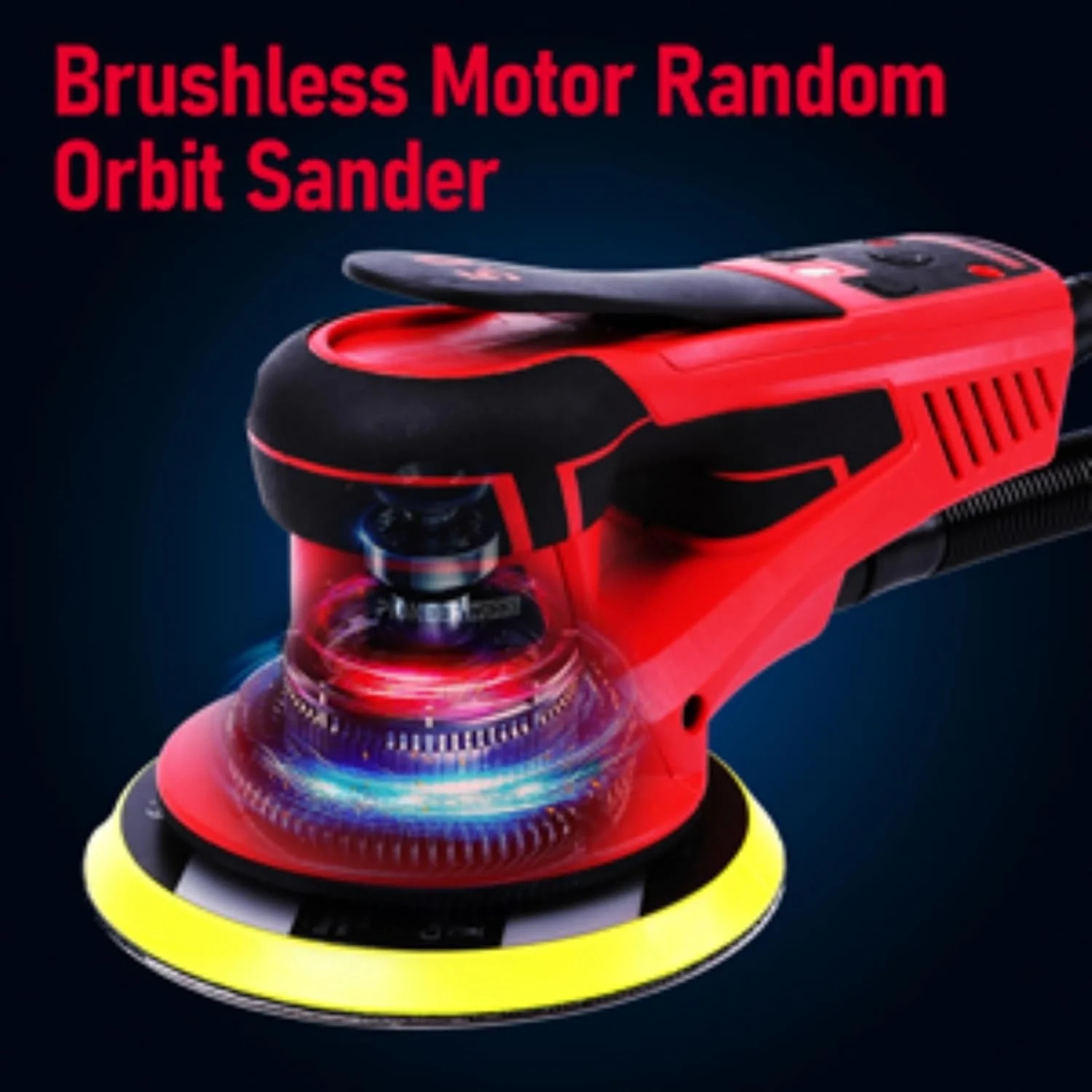 Electric Random Orbital Sander, Brushless Motor, Powerful 350W & Low Vibration Palm Sander, 10000 RPM Variable Speed, 6-Inch for Woodworking, Polishing, Carpentry - Image 4