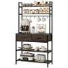 Homfa 2 Drawers Ladder Shelf, 5 Tier Modern Bookcase, Multifunctional Bookshelf Storage Rack, Gold and White - Image 2