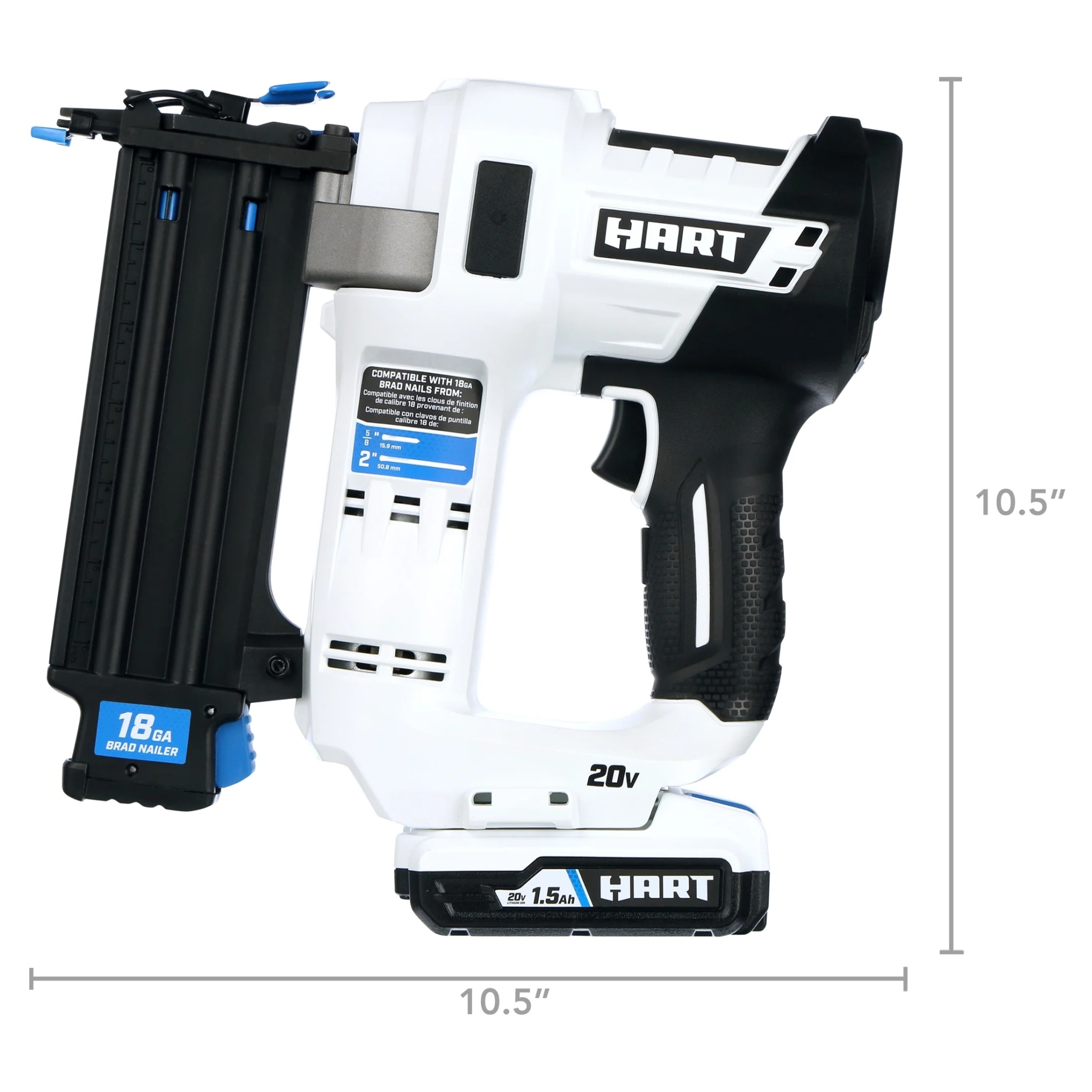 HART 20-Volt 2-inch 18-Gauge Battery-Powered Brad Nailer Kit, (1) 1.5Ah Lithium-Ion Battery - Image 20