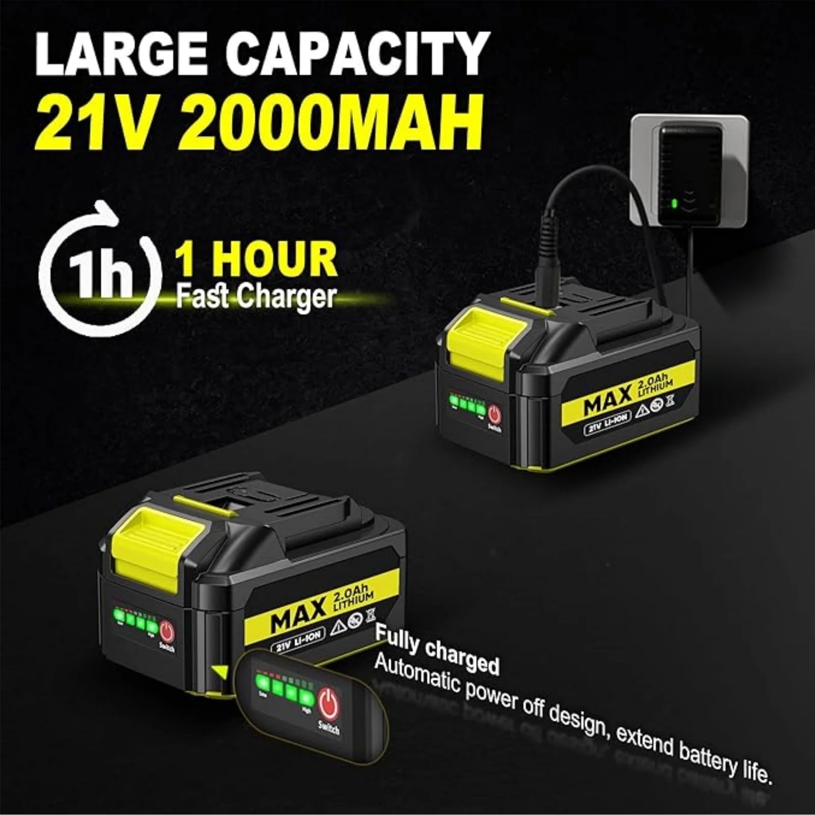 Rvchic 2-in-1 Cordless Electric Brad Nailer with 2 * 2.0Ah Battery for Upholstery,Carpentry and Woodworking,1000pcs Nails,18GA Staples Included,Yellow - Image 11