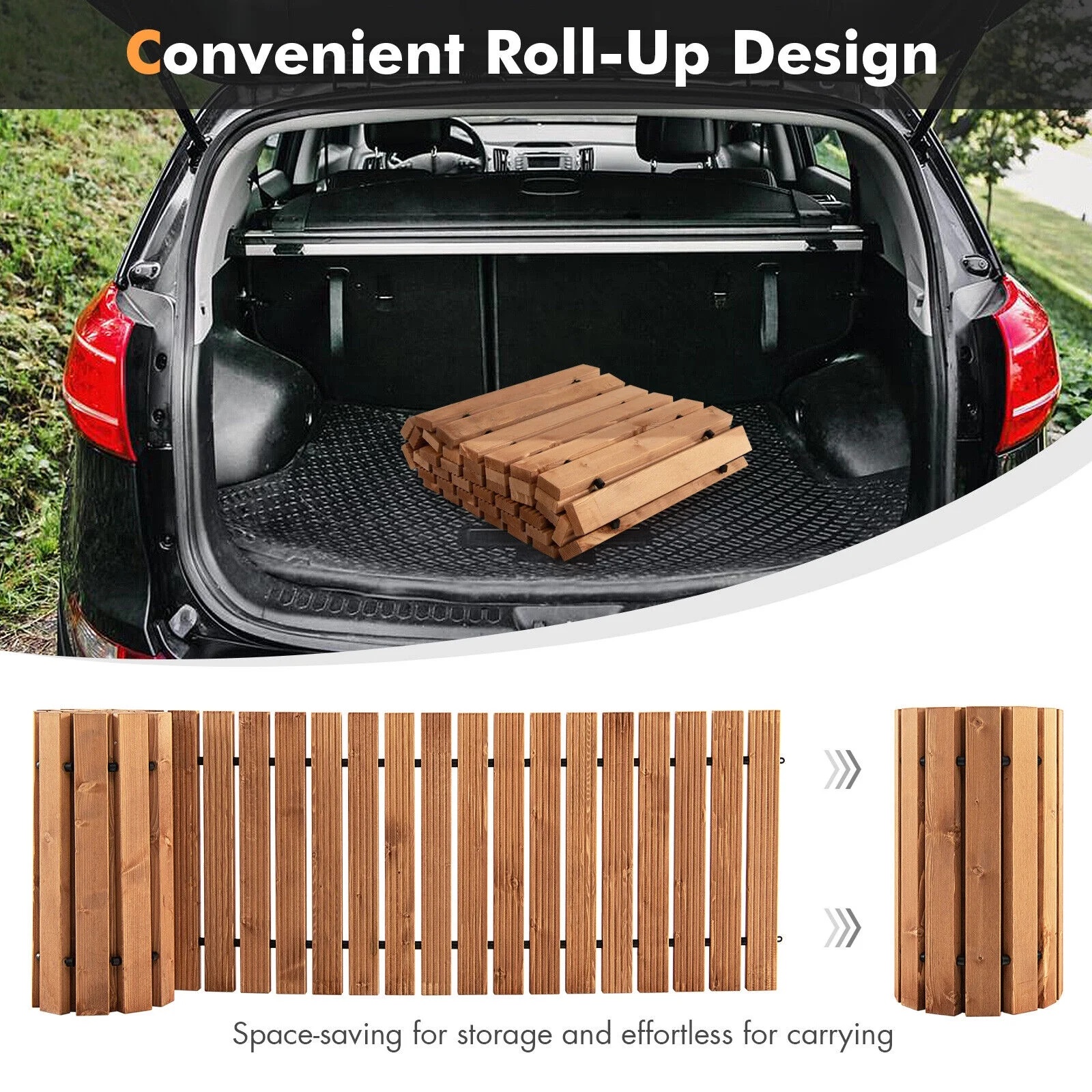 Gymax 8 FT Roll-out Wood Pathway 22'' Width Patio Path Straight Weather-Resist - Image 7