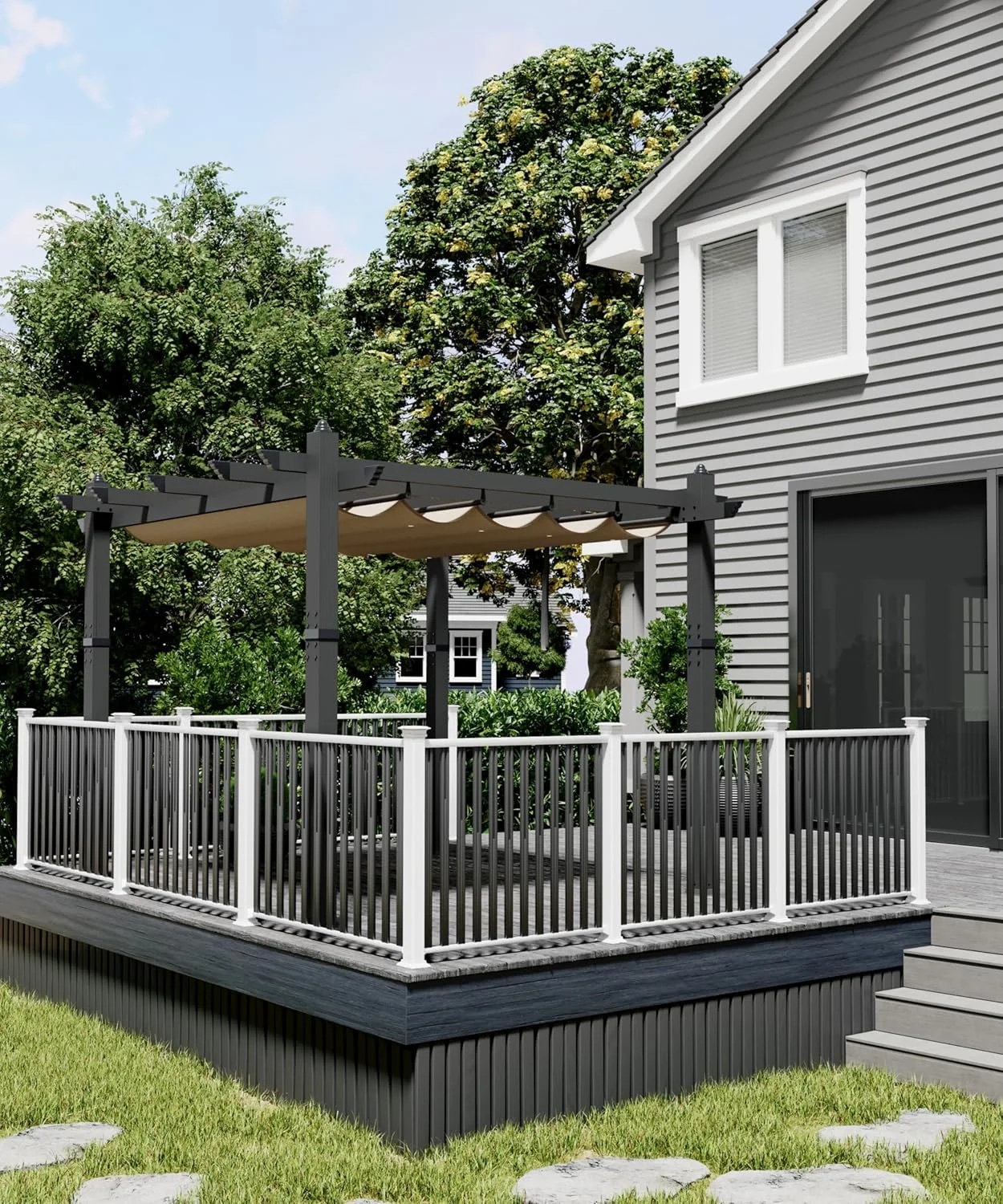 Outdoor Pergola with Adjustable Roof,Modern Metal Patio Aluminum Pergola,Reinforced Frame Outdoor Shelter with Sun Shade Canopy,Shade Cover for Garden,Backyard and Deck - Image 9
