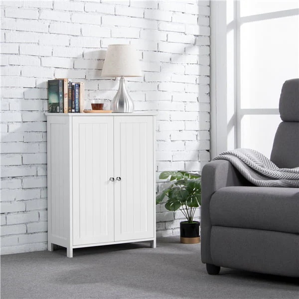 Alden Design Contemporary Storage Cabinet with 2 Doors and 2 Adjustable Shelves, White - Image 10
