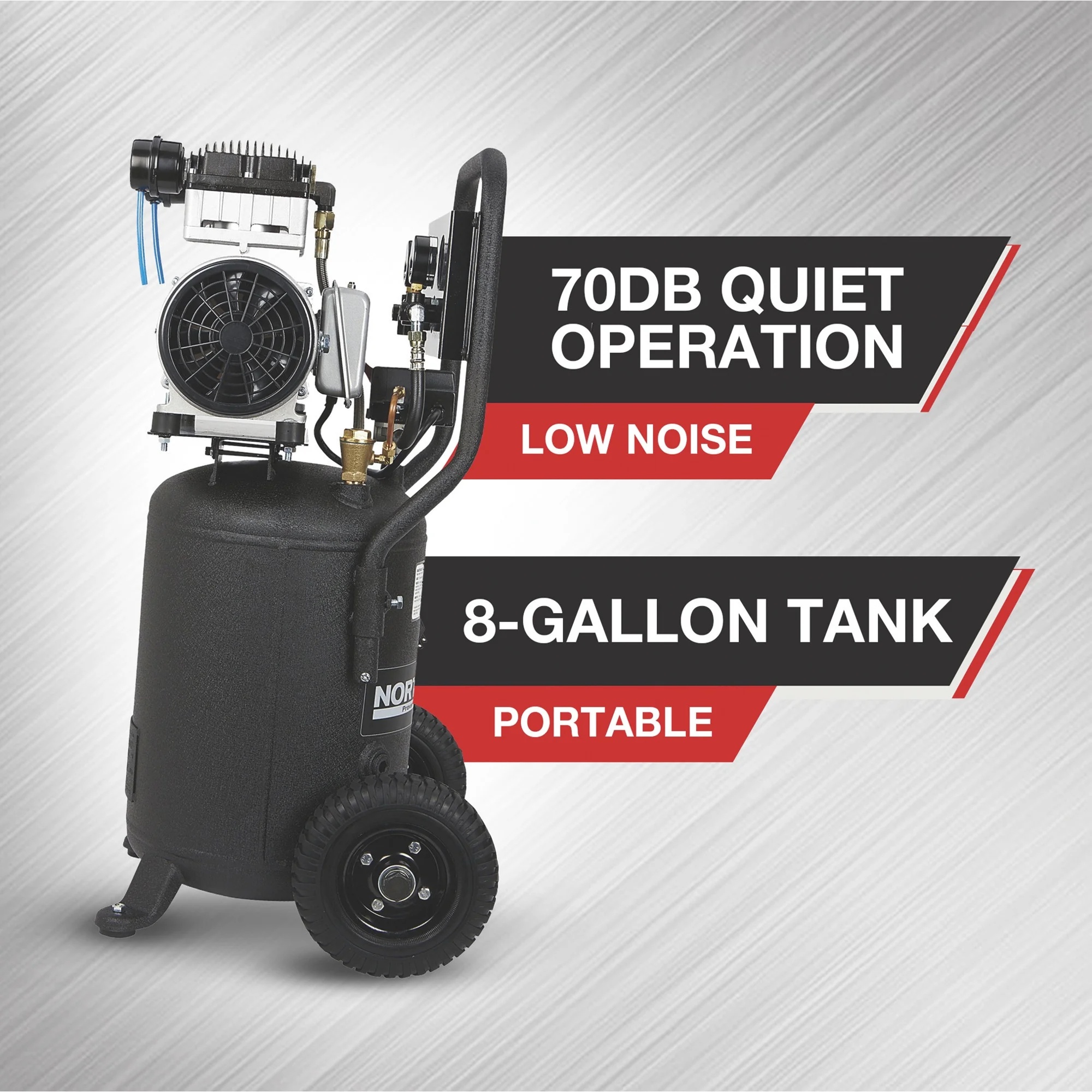 NorthStar Portable Quiet Electric Air Compressor, 1.5 HP, 8-Gallon, 4 CFM @ 90 PSI - Image 5