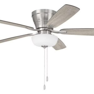 WHL52BNK5C1-Craftmade Lighting-Wheeler - 5 Blade Flush Mount Ceiling Fan with Light Kit-13.5 Inches Tall and 52 Inches Wide-Brushed Polished Nickel