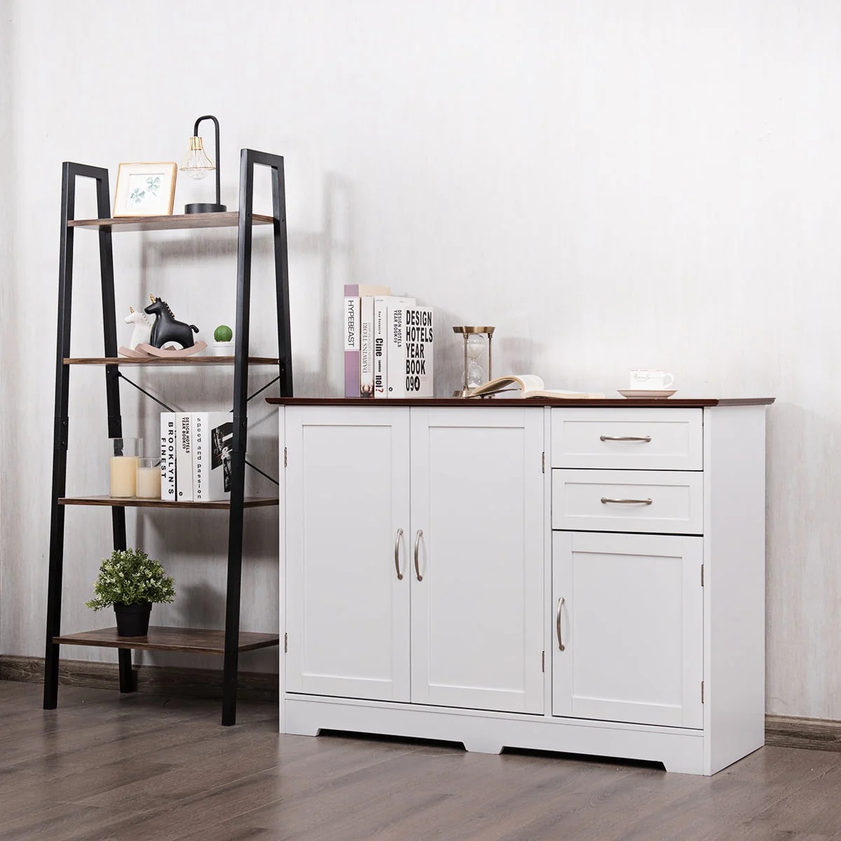 Gymax Buffet Storage Cabinet Console Table Kitchen Sideboardd Home Furni W/2 Drawers - Image 3