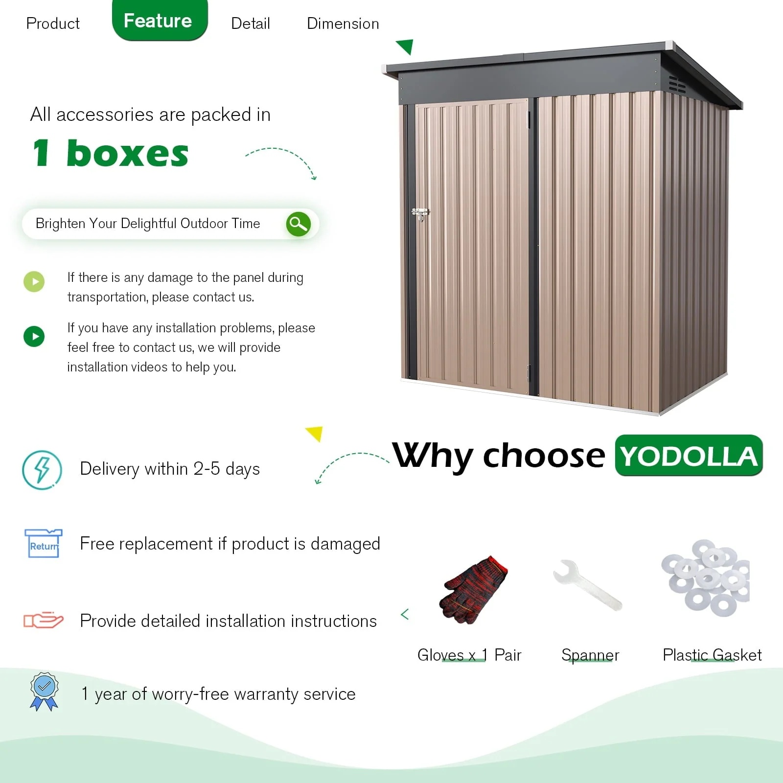 YODOLLA 5 x 3 ft. Outdoor Metal Storage Shed with Sliding Roof & Lockable Door for Backyard, Garden - Image 6