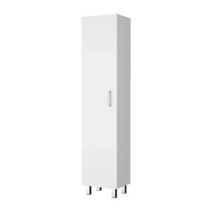FM FURNITURE Clarno Tall Storage Cabinet, Single Door with Broom Hangers ,White