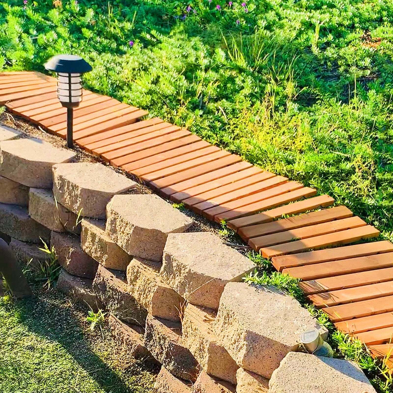Gymax 8 FT Roll-out Wood Pathway 22'' Width Patio Path Straight Weather-Resist - Image 2