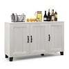 Costway 3-Door Buffet Sideboard Storage Credenza Cabinet Console Adjustable Shelf White Wash - Image 4
