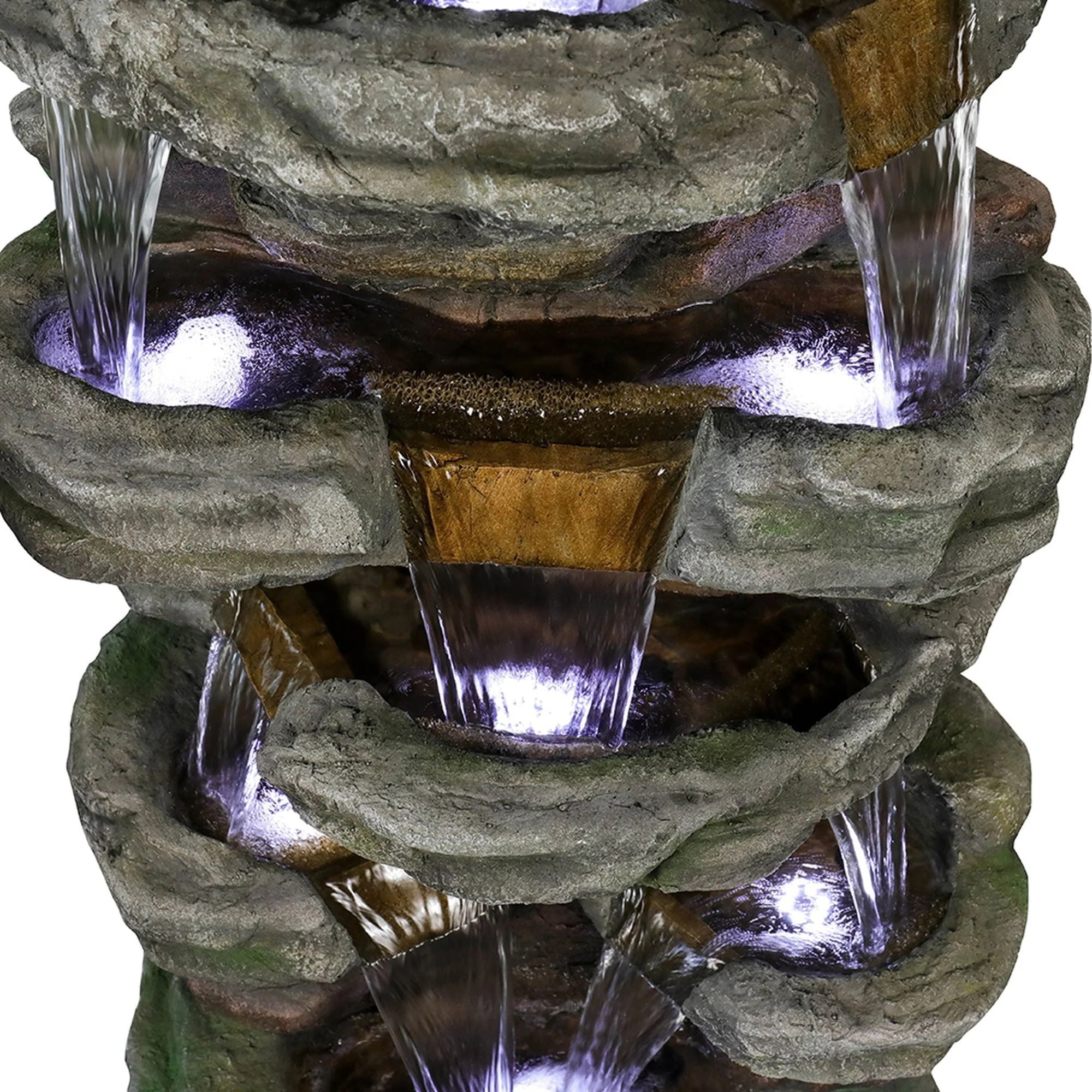 Willwolfer Rockery Outdoor Floor Water Fountain with Light LED 47.2" High Cascading Waterall for Yard Garden Patio Deck Home - Image 10