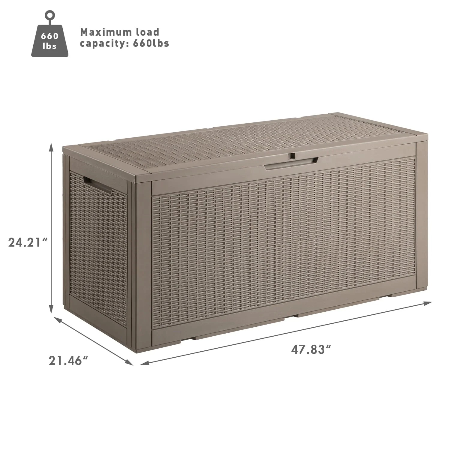 Devoko 100 Gallon Outdoor Box Deck Plastic Resin Storage Box, Brown - Image 7