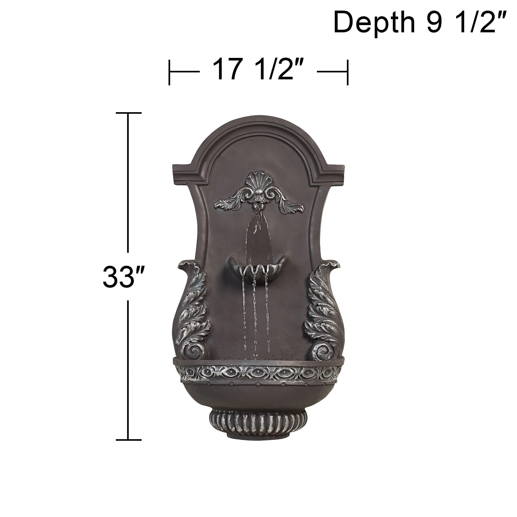 John Timberland Tivoli Grey Ornate Rustic Outdoor 2 Tier Outdoor Wall Water Fountain 33" for Yard Backyard Garden Patio Home Deck Porch House Exterior - Image 8