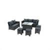 4 Piece Outdoor Patio Furniture Sets All Weather Outdoor Sofa PE Garden Furniture Wicker Rattan Patio Conversation Set with Glass Table & Beige Cushions - Image 8