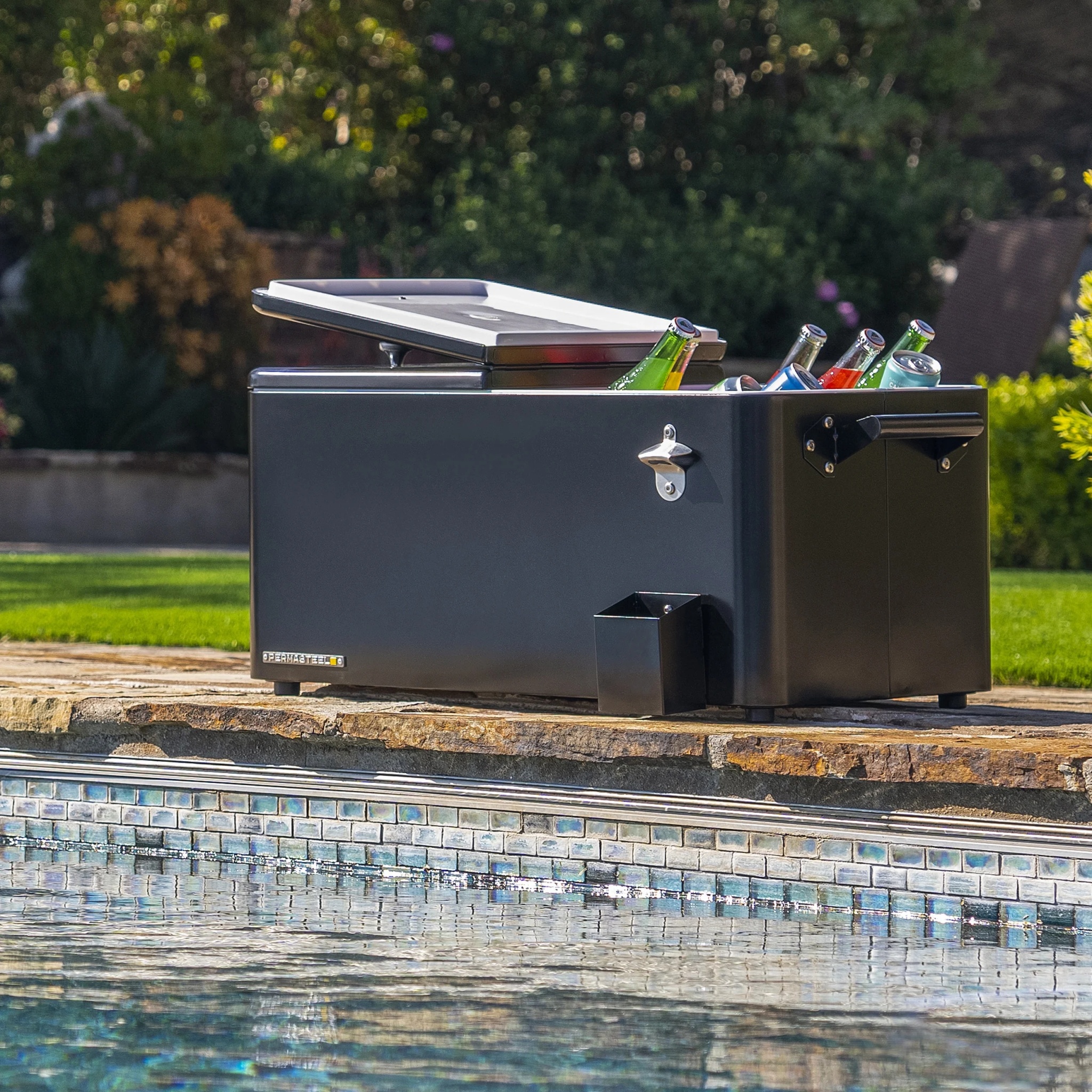 Permasteel 80-Qt Outdoor Steel Patio Cooler with Removable Basin, Rolling Cooler with Wheels, Teal Green - Image 39