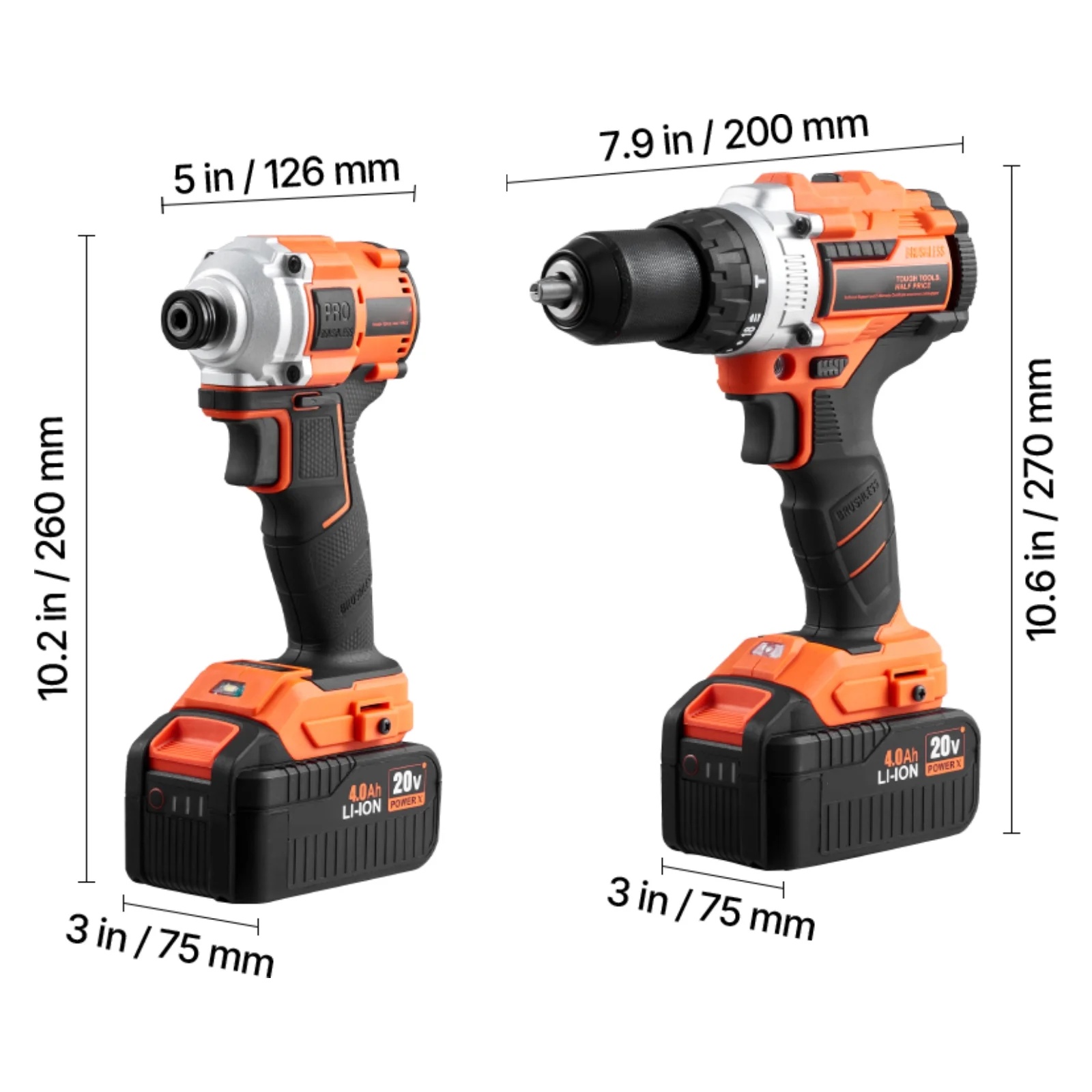 KFFKFF Instrument Set, Cordless 20V Maximum 2-Instrument Set, Incorporating 1/2 inch Impact Drill and 1/4 inch Impact Driver, Compact Wireless Power Instrument Set with 4.0 Ah Batteries, Bolts - Image 4