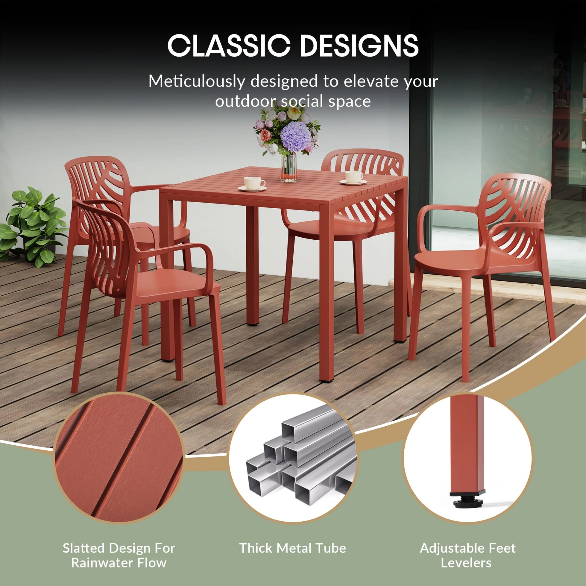 WestinTrends Playa 5-Piece Outdoor Metal Frame Dining Table Patio Set with Stackable Patio Dining Chairs, Olive Green - Image 38