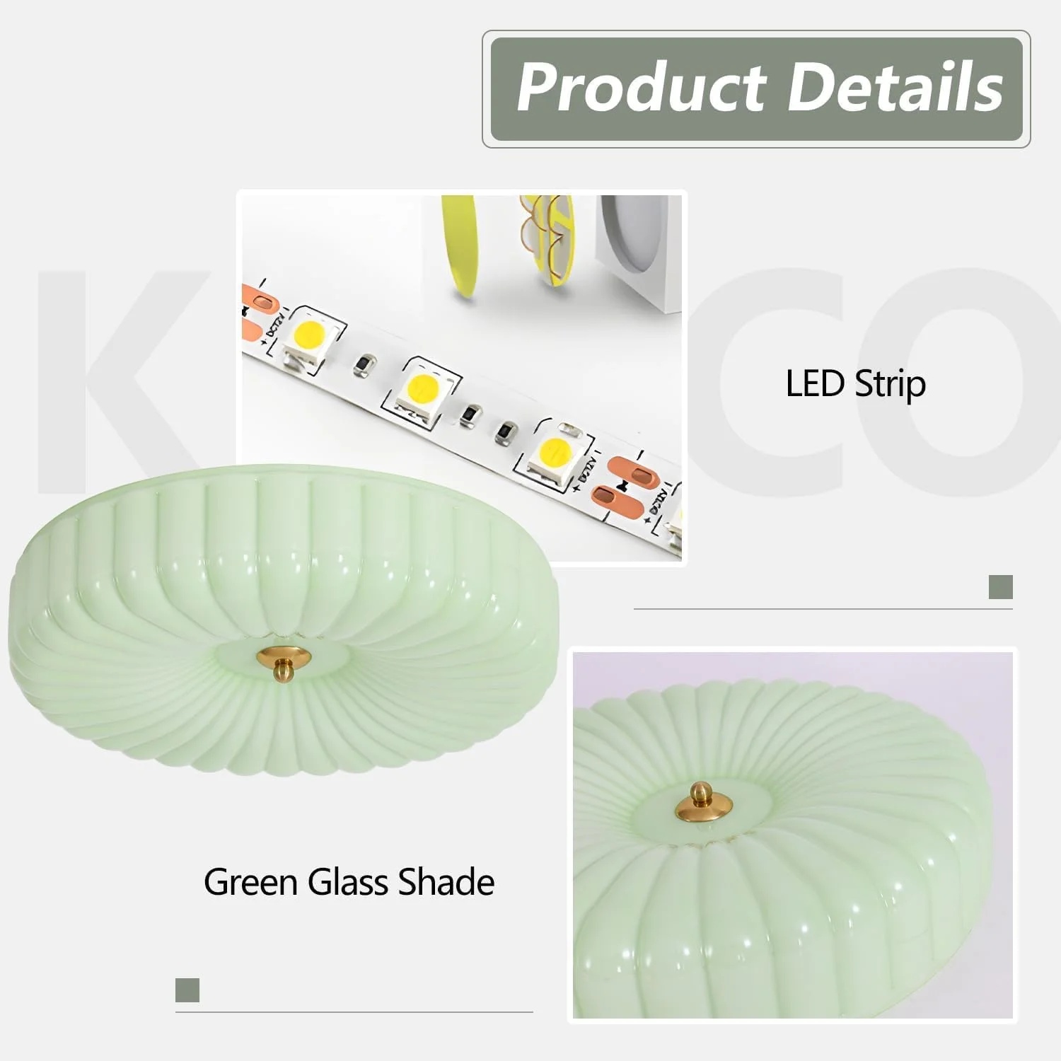 KCO Lighting Mid Century Modern LED Ceiling Lights Mint Green Glass Ceiling Lamp Large Hallway Ceiling Light - Image 29