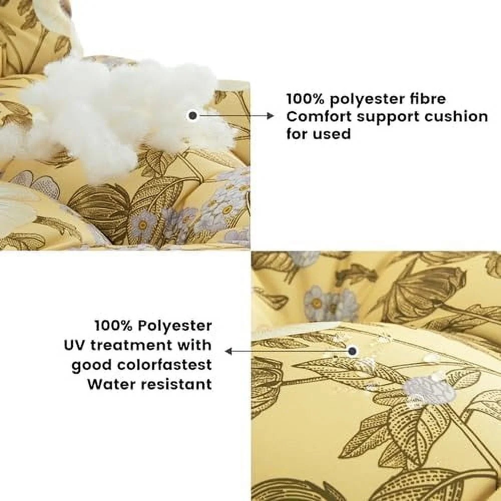 Seat/Back Outdoor Chair Cushion,Set of 4 Patio Chair Cushion with Tie,Tufted Replacement for Patio Furniture,40x20x4 Inches,4 Count,Floral - Image 10