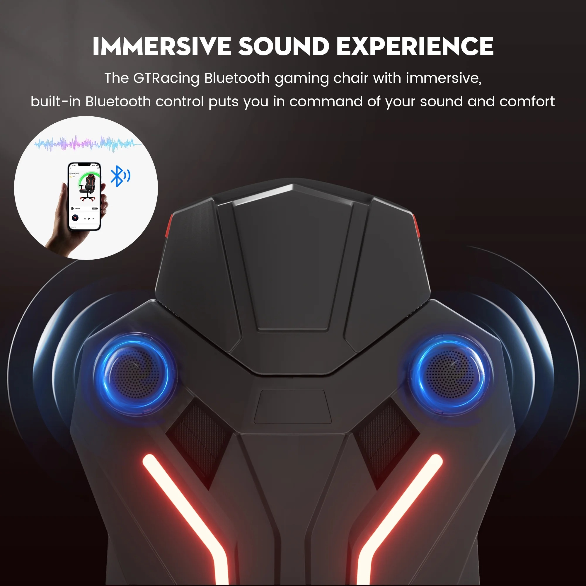 GTRACING LUFT-600 Gaming Chair with Bluetooth Speakers and LED Lighting, White - Image 16