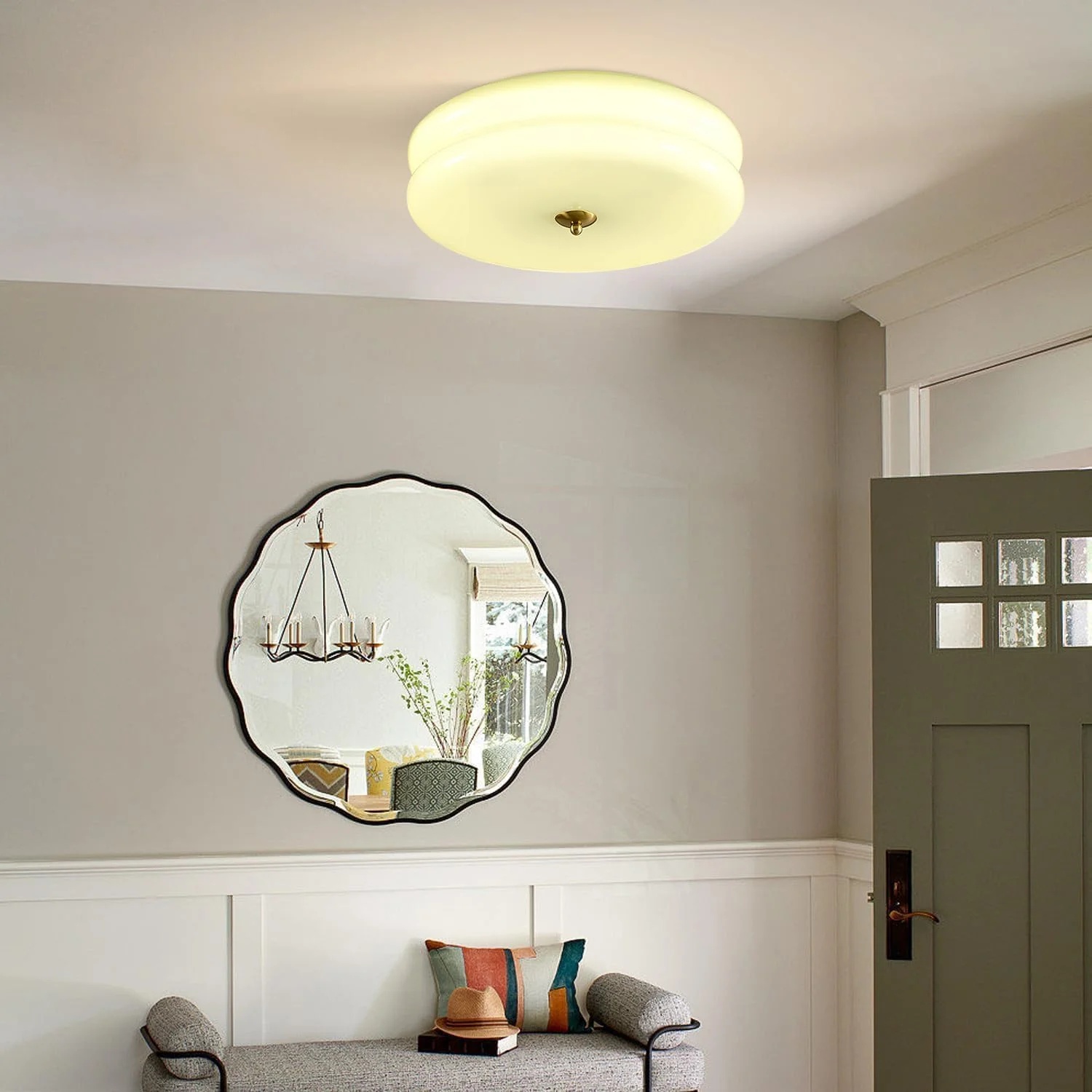 KCO Lighting Mid Century Modern LED Ceiling Lights Mint Green Glass Ceiling Lamp Large Hallway Ceiling Light - Image 10