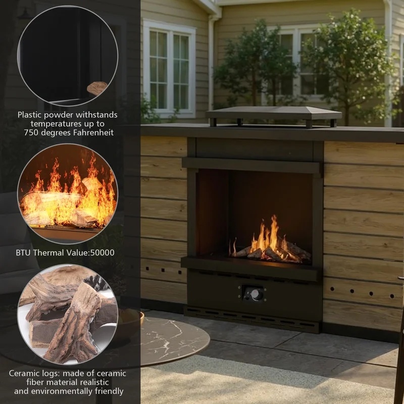 GAZEBETER Outdoor Gas Fireplace, 35" 50000 BTU Patio Gas Fire Pit Propane with Rain Cover, CSA Certified, Adjustable Flame for Deck, Backyard, Balcony - Image 28