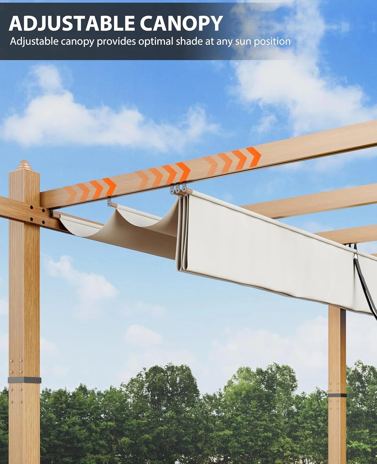 Outdoor Pergola with Adjustable Roof,Modern Metal Patio Aluminum Pergola,Reinforced Frame Outdoor Shelter with Sun Shade Canopy,Shade Cover for Garden,Backyard and Deck - Image 33
