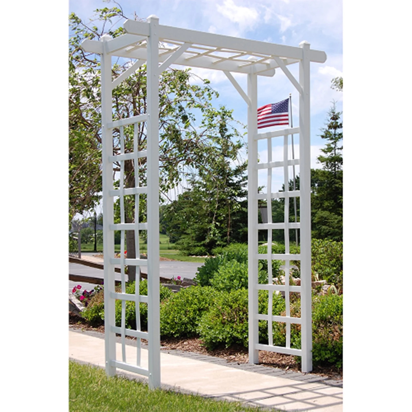 DYUKFG Elmwood Arbor 57"x84" White PVC Outdoor Garden Arch with Lattice Trellis -?Weather-Resistant, Easy Assembly, Ideal for Climbing Plants, Weddings & Backyard Decor - Image 5