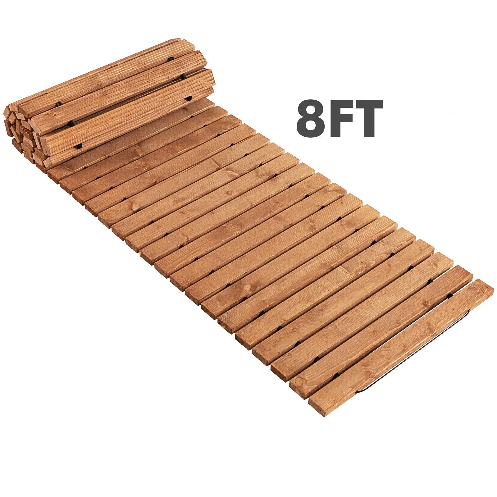 Gymax 8 FT Roll-out Wood Pathway 22'' Width Patio Path Straight Weather-Resist - Image 10