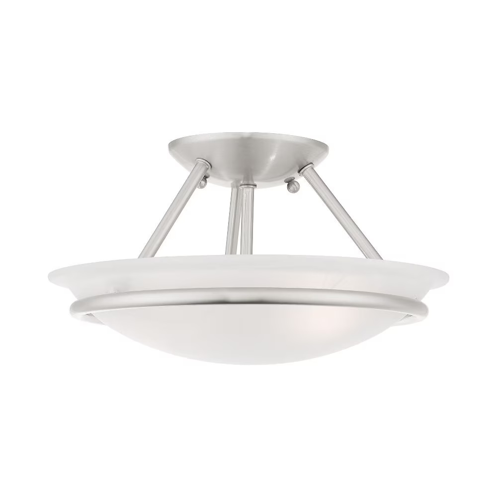 Livex Lighting Newburgh Black/White Stainless Steel/Alabaster Glass Ceiling Mount - Image 7