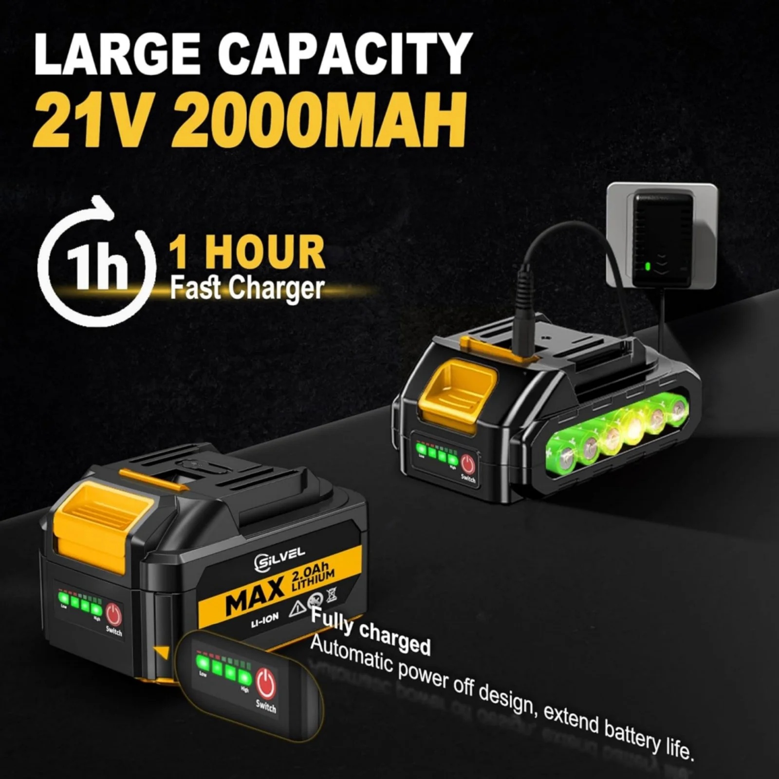 Rvchic 2-in-1 Cordless Electric Brad Nailer with 2 * 2.0Ah Battery for Upholstery,Carpentry and Woodworking,1000pcs Nails,18GA Staples Included,Yellow - Image 5