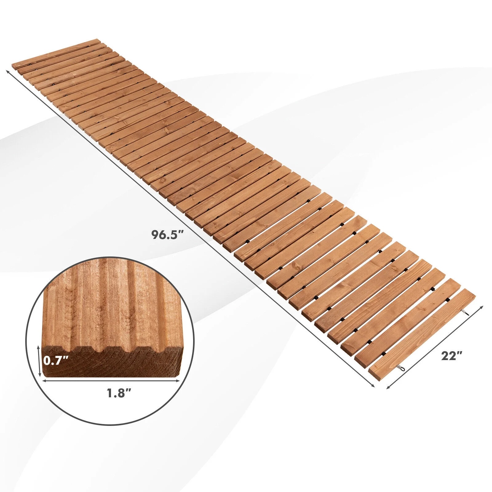 Gymax 8 FT Roll-out Wood Pathway 22'' Width Patio Path Straight Weather-Resist - Image 4