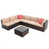 4 Piece Outdoor Patio Furniture Sets All Weather Outdoor Sofa PE Garden Furniture Wicker Rattan Patio Conversation Set with Glass Table & Beige Cushions - Image 10